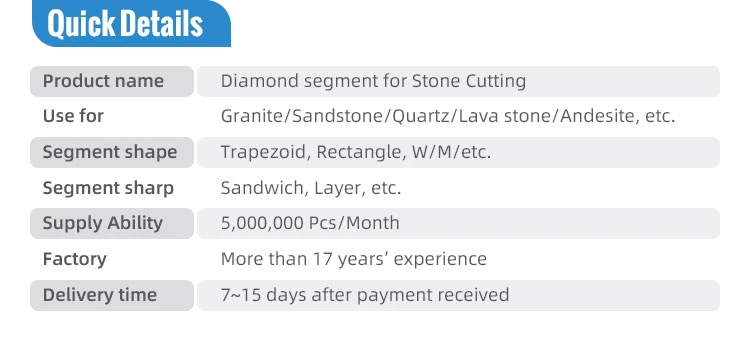 Diamond Saw Blade Segments for Granite Marble Cutting
